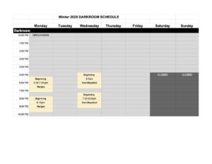 darkroom schedule