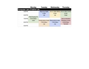 creative lab schedule