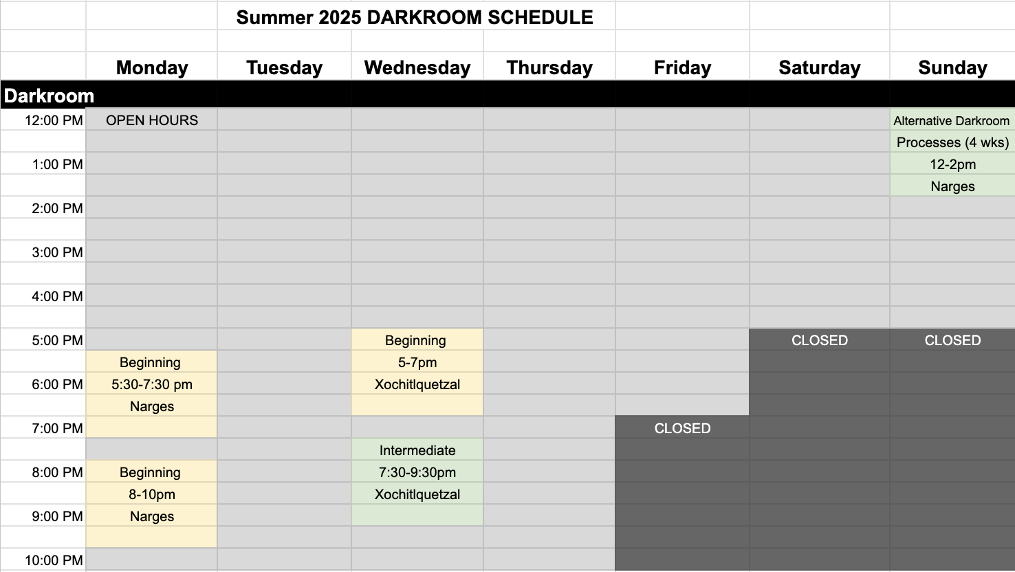 schedule